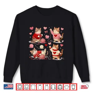 Sweatshirt Happy Valentine Cute Crochet Cat Love Design Shirt