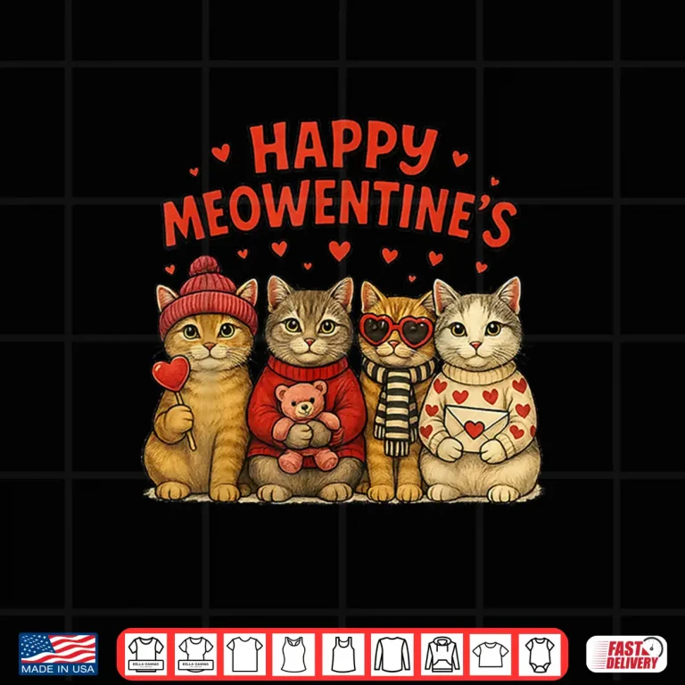 Design Happy Meowentines Cute Valentine Cats Love Women Men Shirt