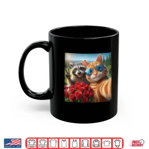 Mug Funny Valentine Cat Raccoon Selfie Love Meme Shirt
