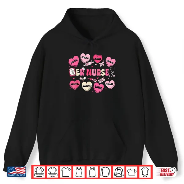 Valentine Er Nurse Hearts Coquette Pink Women Shirt 1 Hoodie Valentine ER Nurse Hearts Coquette Pink Women Shirt