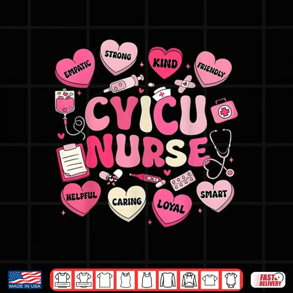 Design Valentine CVICU Nurse Hearts Coquette Pink Women Shirt