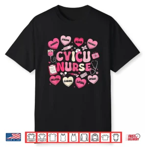 Valentine Cvicu Nurse Hearts Coquette Pink Women Shirt