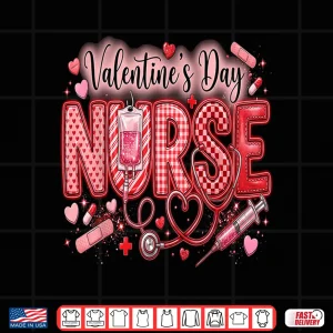 Design Red Healthcare ER RN CNA ICU Valentine Nurse Heart Nurses Shirt