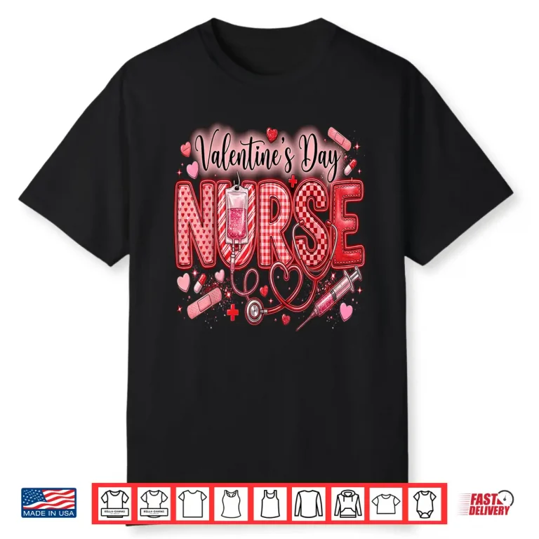 Red Healthcare ER RN CNA ICU Valentine Nurse Heart Nurses Shirt