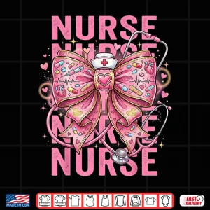 Design Pink Healthcare ER RN CNA ICU Valentine Nurse Heart Nurses Shirt