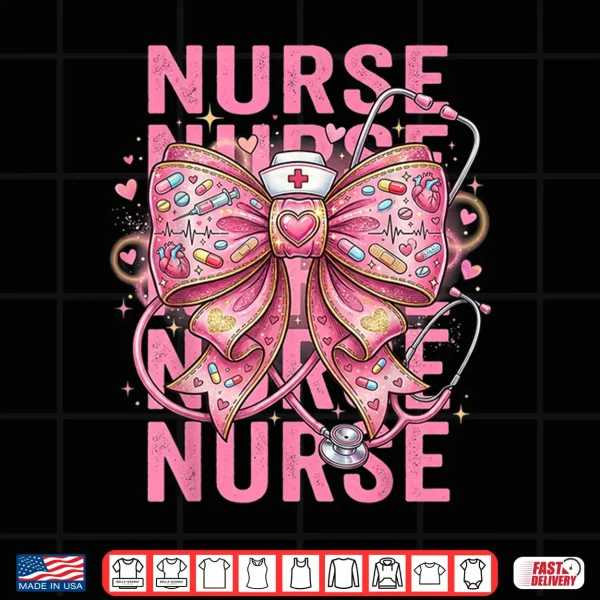Design Pink Healthcare ER RN CNA ICU Valentine Nurse Heart Nurses Shirt