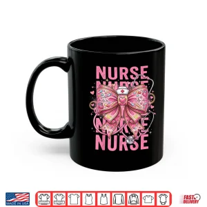 Mug Pink Healthcare ER RN CNA ICU Valentine Nurse Heart Nurses Shirt