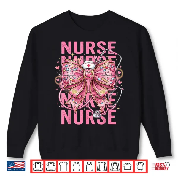 Sweatshirt Pink Healthcare ER RN CNA ICU Valentine Nurse Heart Nurses Shirt