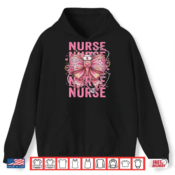 Hoodie Pink Healthcare ER RN CNA ICU Valentine Nurse Heart Nurses Shirt