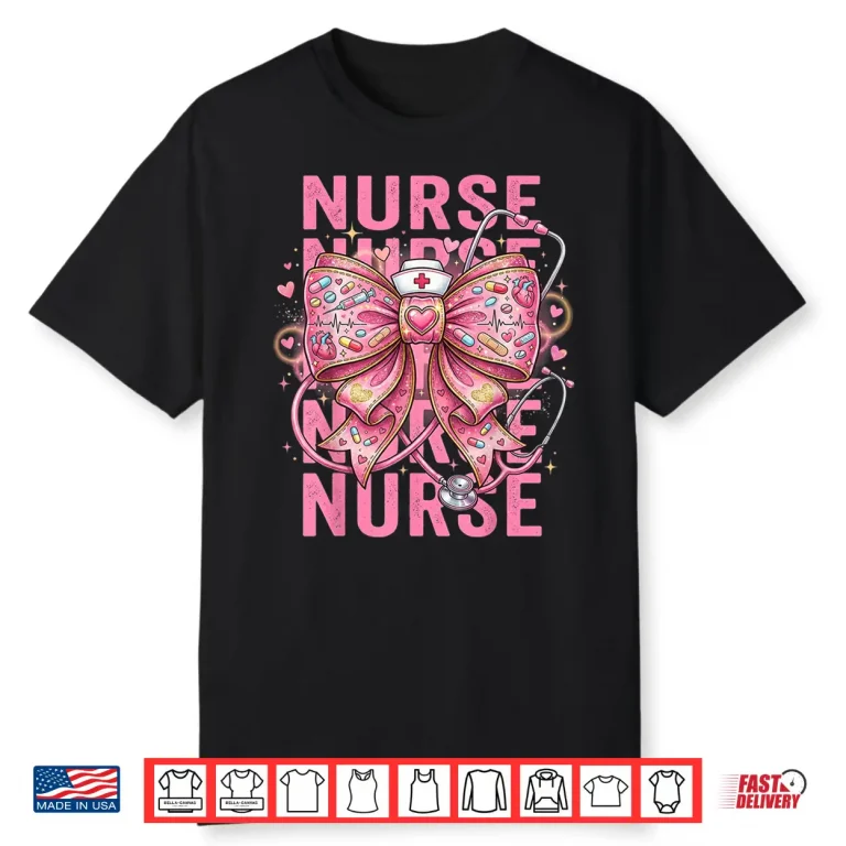 Pink Healthcare ER RN CNA ICU Valentine Nurse Heart Nurses Shirt