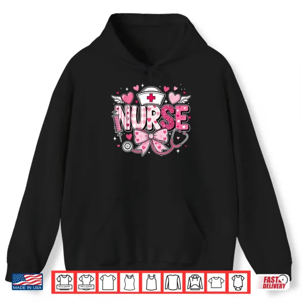 Hoodie Nurse Valentines Day Cute Stethoscope RN Nursing Life Shirt