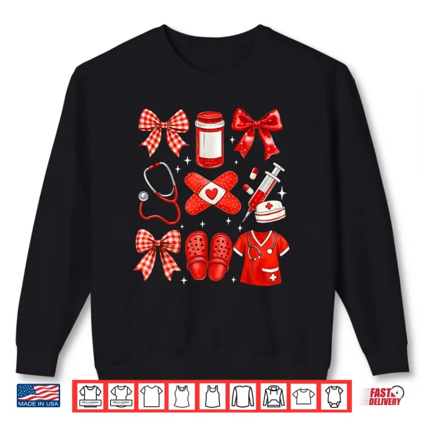 Nurse Valentines Cute Coquette Nursing Shirt 2 Sweatshirt Nurse Valentines Cute Coquette Nursing Shirt