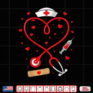 Design Cute Stethoscope Heart Design for Nurse Valentine Days Nurse Shirt
