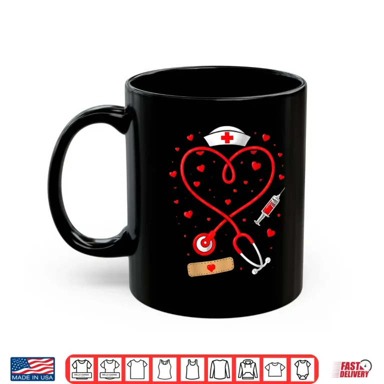 Mug Cute Stethoscope Heart Design for Nurse Valentine Days Nurse Shirt