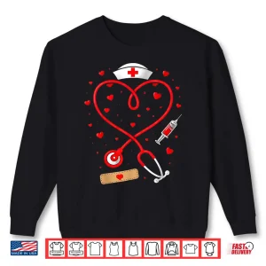 Sweatshirt Cute Stethoscope Heart Design for Nurse Valentine Days Nurse Shirt