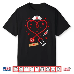 Cute Stethoscope Heart Design For Nurse Valentine Days Nurse Shirt