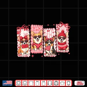 Design Valentine Cute Corgi Dog Lover Girly Coquette Bow Girl Women Shirt