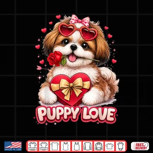 Design Puppy Love Valentine Shih Tzu Dog Cute Romance Shirt