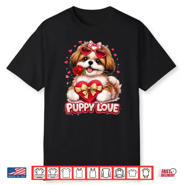 Puppy Love Valentine Shih Tzu Dog Cute Romance Shirt
