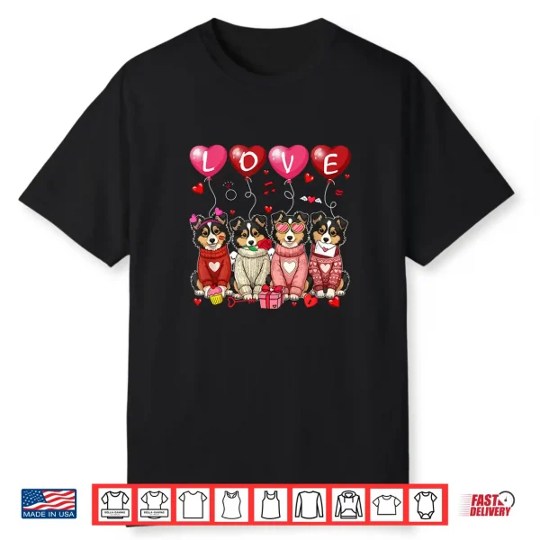 Love Group Shelties Sunglasses Valentine Owner Family Kids Shirt