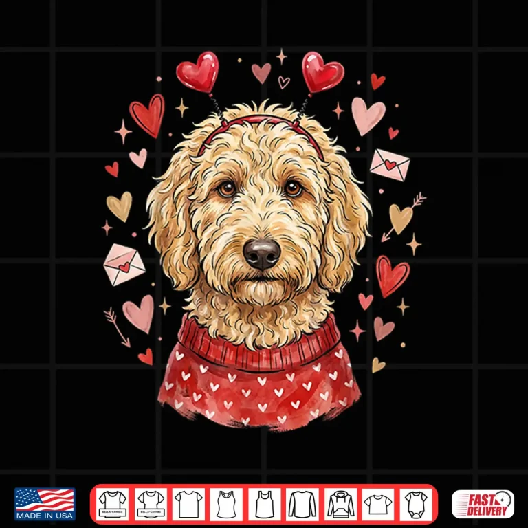 Design Heart Golden Doodle Love Dog Valentine Goldendoodle Shirt