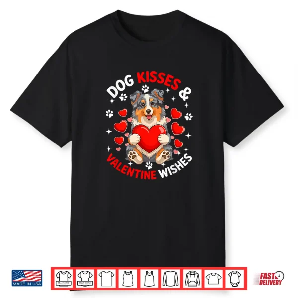 Dog Kisses And Valentine Wishes Cute Aussie Owner Kids Shirt