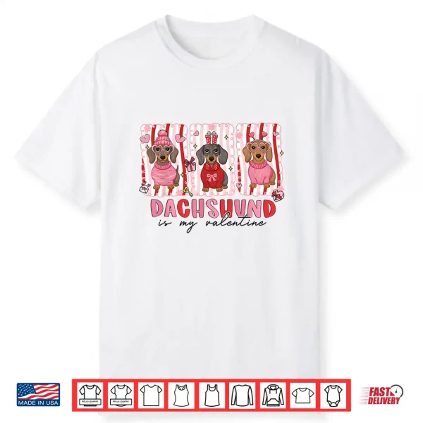 Dachshund Is My Valentine Dachshund Funny Dog Lover Shirt