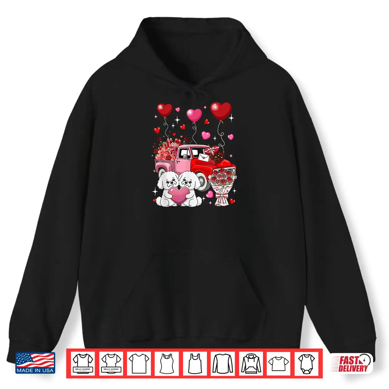 Couple Bichon Frises Valentine Hearts Tree Pickup Truck Shirt Couple Bichon Frises Valentine Hearts Tree Pickup Truck Shirt