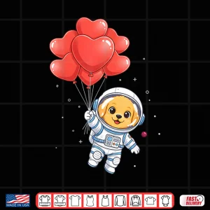 Design Astronaut Golden Retriever Valentine Day Dog Heart Balloon Shirt