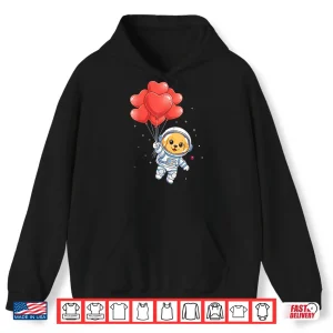 Hoodie Astronaut Golden Retriever Valentine Day Dog Heart Balloon Shirt