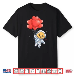 Astronaut Golden Retriever Valentine Day Dog Heart Balloon Shirt