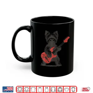 Mug Vintage Yorkie Rock Funny Dog Playing Guitar Rock Style Shirt 1