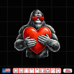 Design Valentines Day Bigfoot Heart Sasquatch Men Boys Kids Shirt