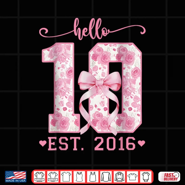 Design Ten Est 2016 Pink Coquette Bow Its My 10th Birthday Girl Shirt