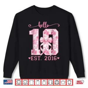 Sweatshirt Ten Est 2016 Pink Coquette Bow Its My 10th Birthday Girl Shirt