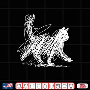 Design Scribble Cat Minimal Line Art Japanese Shirt