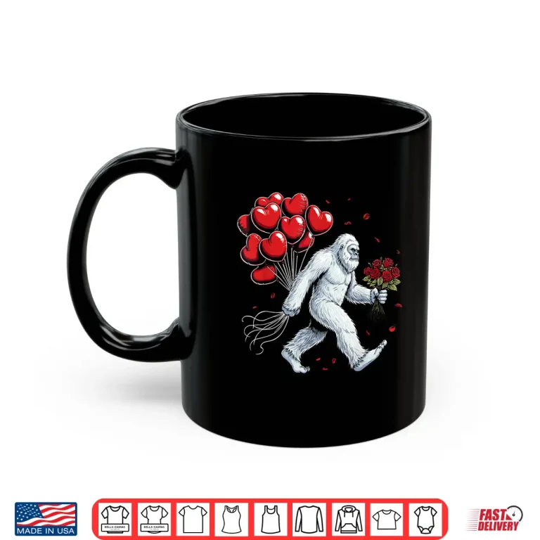 Mug Yeti Valentines Day Funny Abominable Snowman Hearts Love Shirt
