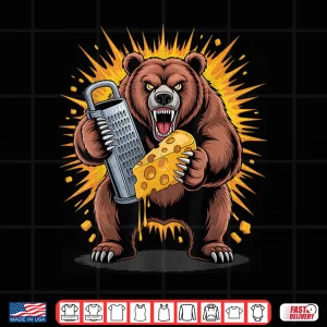 Design Vintage Bear with Cheese Grater Hat and Retro Sunglasses Shirt 2