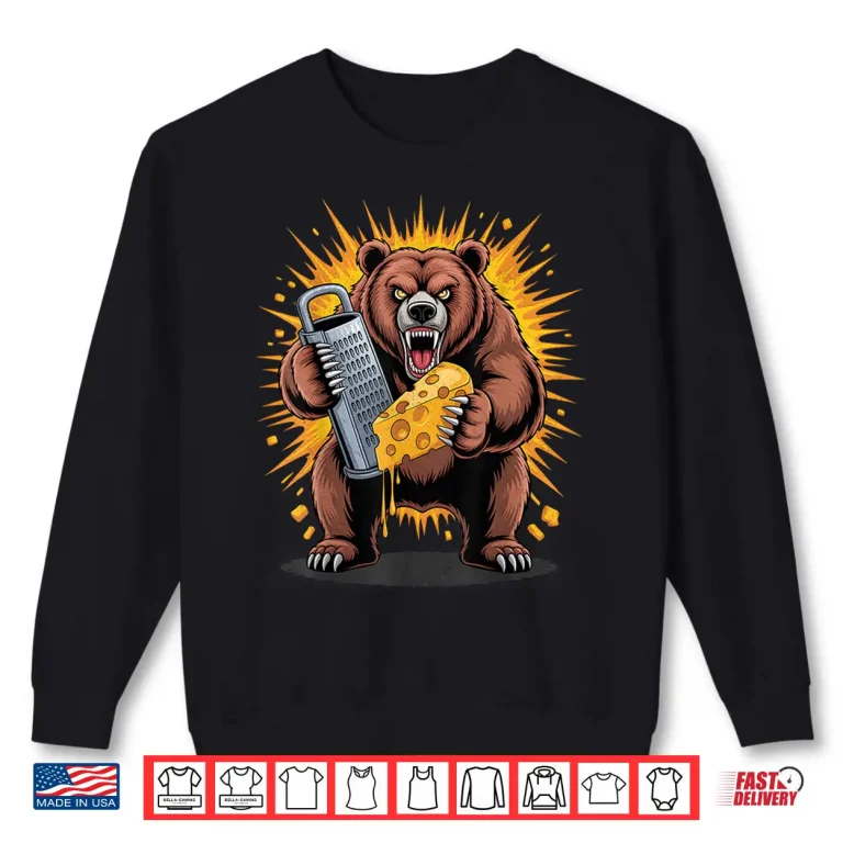 Sweatshirt Vintage Bear with Cheese Grater Hat and Retro Sunglasses Shirt 2