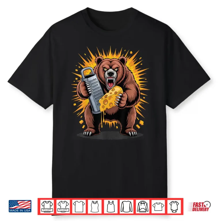 Vintage Bear with Cheese Grater Hat and Retro Sunglasses Shirt 2