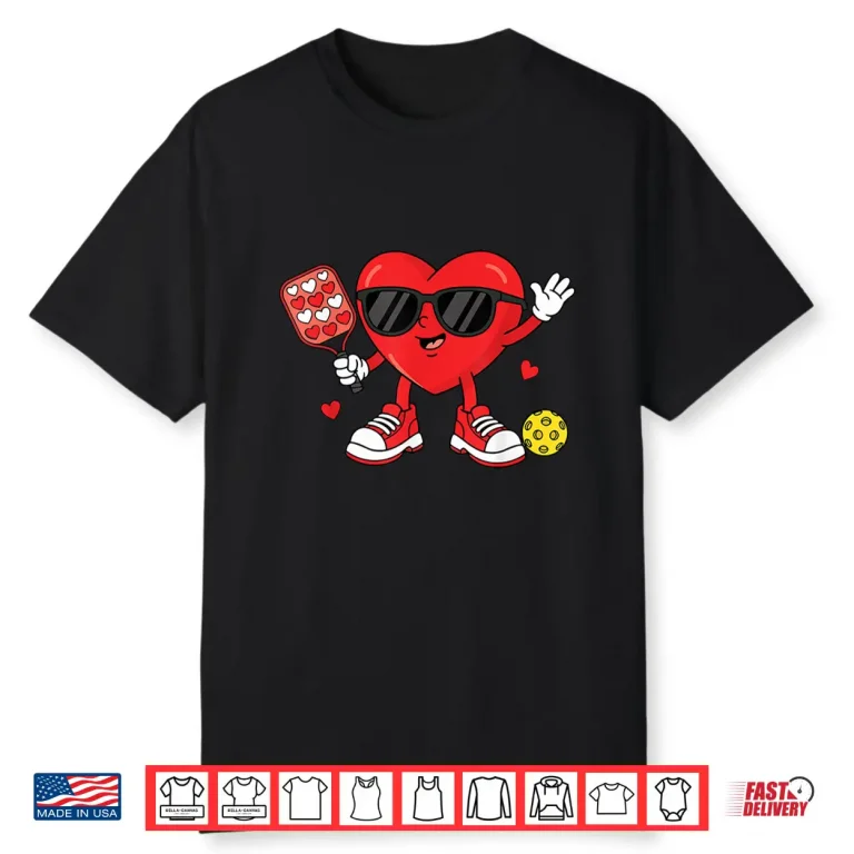 Valentines Day Pickleball Heart Player Women Girls Shirt