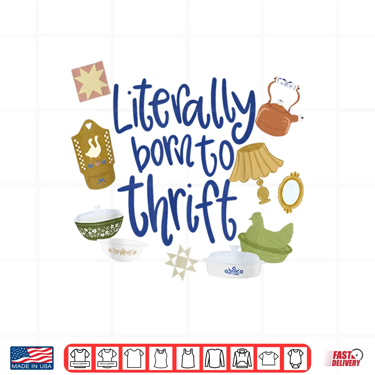 Trendy Vintage Literally Born To Thrift Cottagecore Lover Shirt