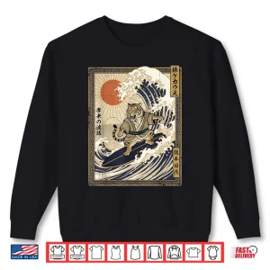 Sweatshirt Tiger Japanese Funny Surfing Kanagawa Wave Samurai Shirt