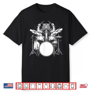 Tiger Drummer Rock Wild Animal Playing Drums Shirt