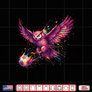 Design Soccer Player Owl Art Paint Splatter Shirt