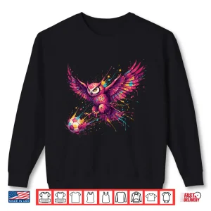 Sweatshirt Soccer Player Owl Art Paint Splatter Shirt