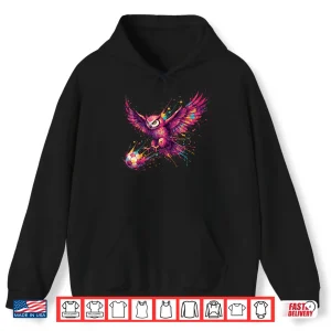 Hoodie Soccer Player Owl Art Paint Splatter Shirt