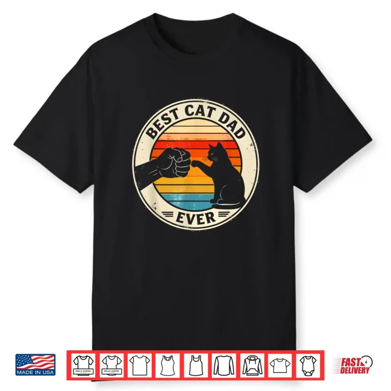 Retro Cat Dad Ever Cats Lovers for Men Women and Kids Shirt