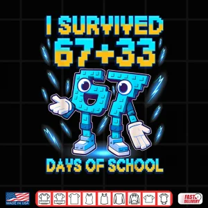 Design I Survived 100 Days of School 67 Italian Brainrot Kids Meme Shirt