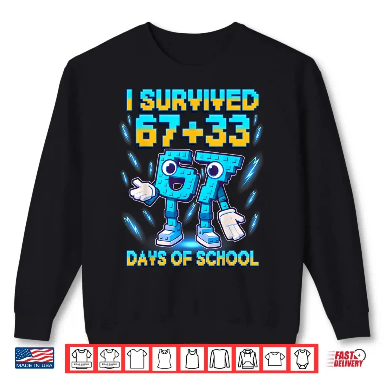 Sweatshirt I Survived 100 Days of School 67 Italian Brainrot Kids Meme Shirt